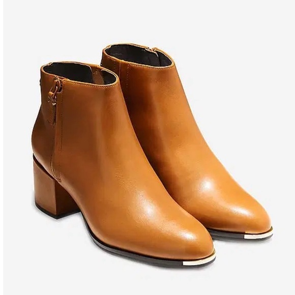 COLE HAAN Women Tan Grand Ambition Leather Bootie Size 10 - Picture 1 of 11